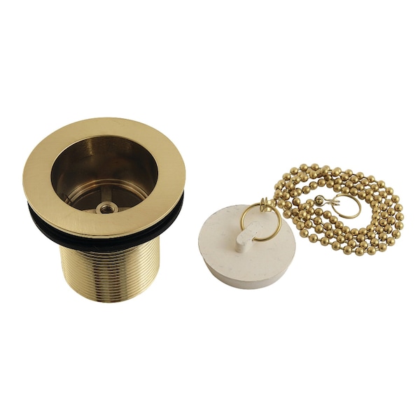 112 Chain and Stopper Tub Drain with 2 Body Thread, Brushed Brass